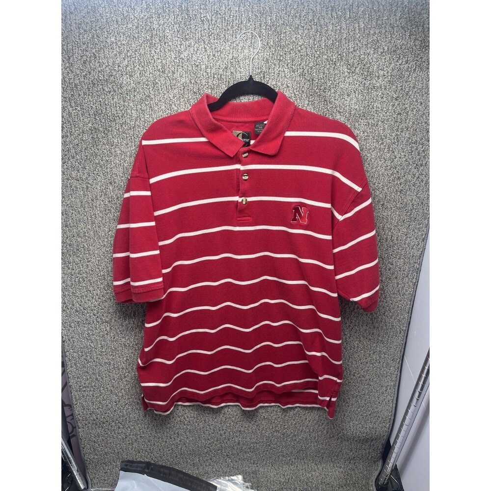 Chiliwear Polo Shirt Mens 2XL Red Striped Nebraska Cornhuskers College‎ Football